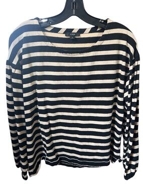 J. Crew Black and White Striped Knit Top